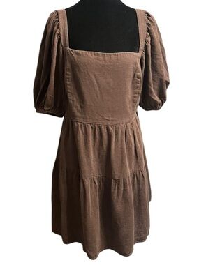 House of Harlow 1960 linen blend Brown Mini Dress Womens M